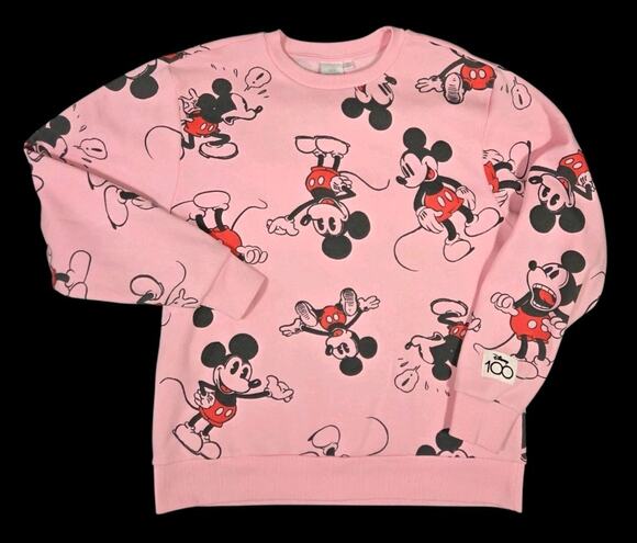 Disney Tops - Mickey Mouse AOP Pullover Sweatshirt Disney 100 Pink Lightweight Womens Medium